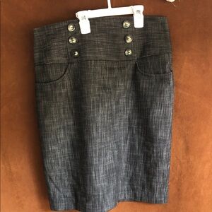 High-Waist Pencil Skirt with Button Detail in Charcoal